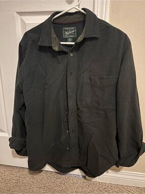 Woolrich Men's Charcoal Button-Up Overshirt